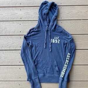 Vintage Y2K Abercrombie & Fitch Navy Hoodie Spellout Size Medium